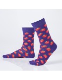 Purple women\'s socks with strawberries SD23 - Online store - Boutique